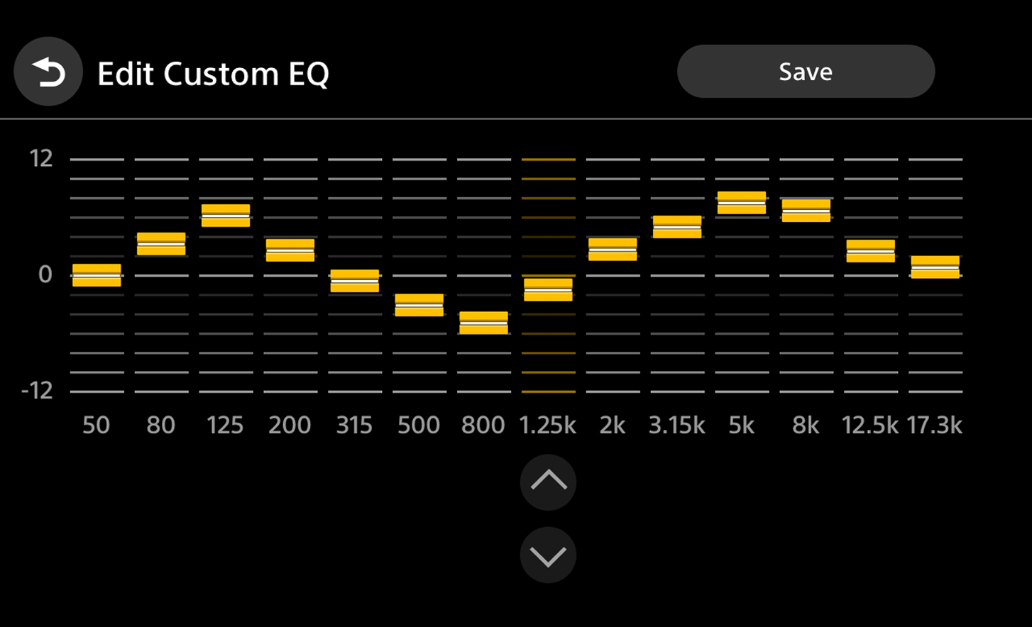 Sample user interface showing 14-band EQ feature and available options